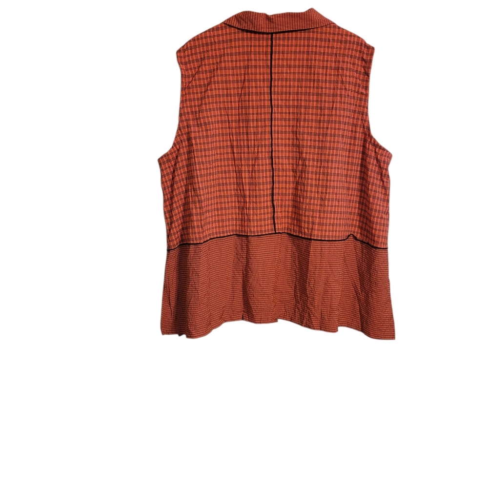 Ali Miles Orange Checkered Button Front Tank Top - image 4
